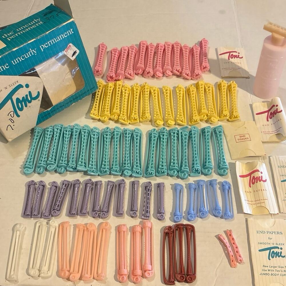 Vintage Toni Smooth N Sleek Home Permanent Wave Kit Curvers Curlers Boxed Lot 74